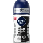 مام رولی نیوا مردانه 72h مدل black and white NIVEA MEN Black & White Anti-Transpirant Roll-on 50ml